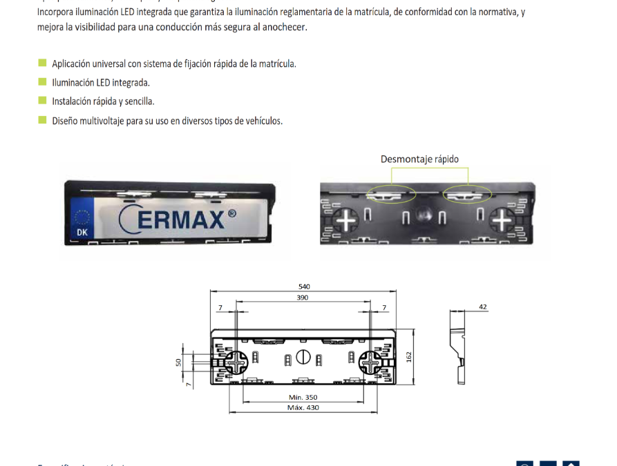 Marco para matrícula con Iluminación LED Portada