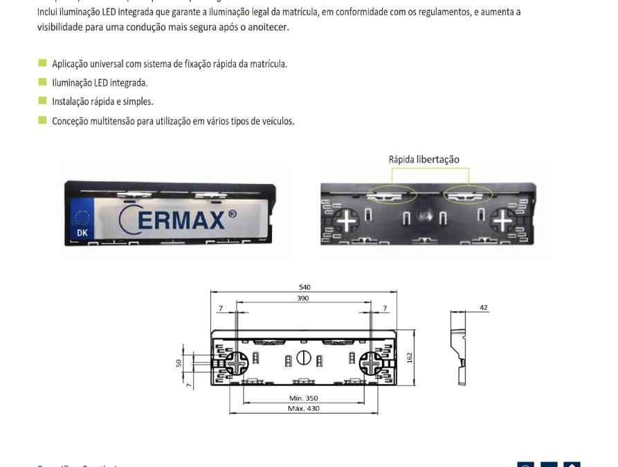 Moldura para matrícula com iluminação LED Portada